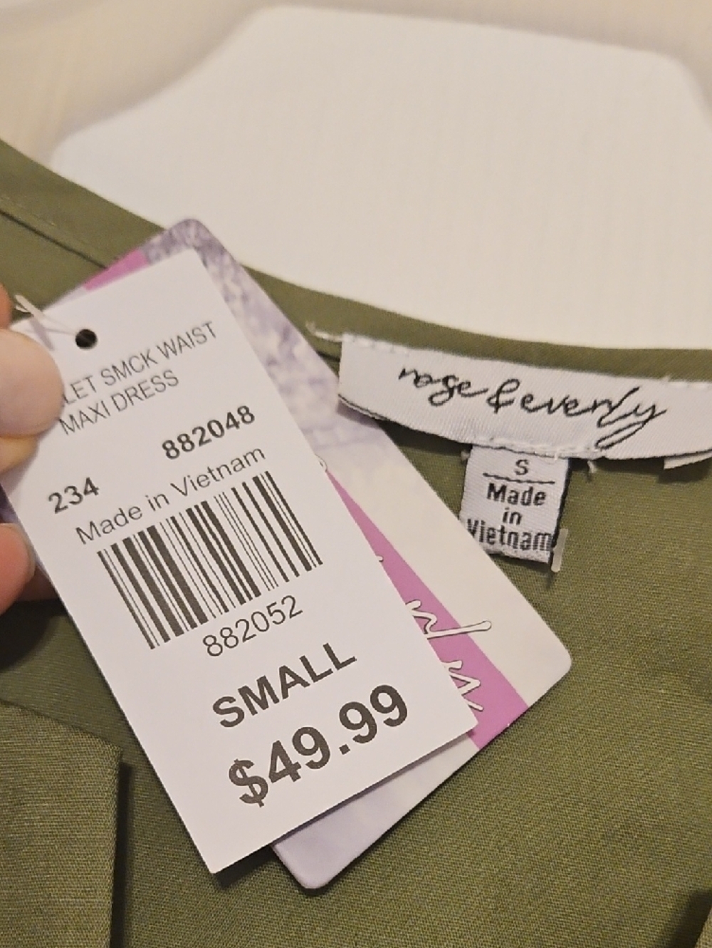 NWT Embroidered, Tiered Dress - Olive Green Cotton - Picture 2 of 13